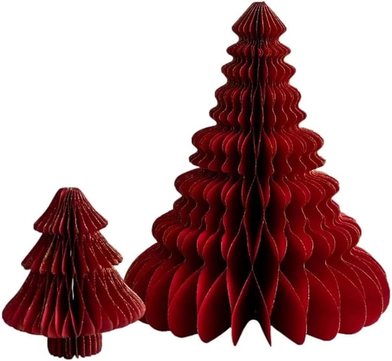 Red Mini 3D Paper Christmas Tree Decoration Home Decor Photo Props - Image 1